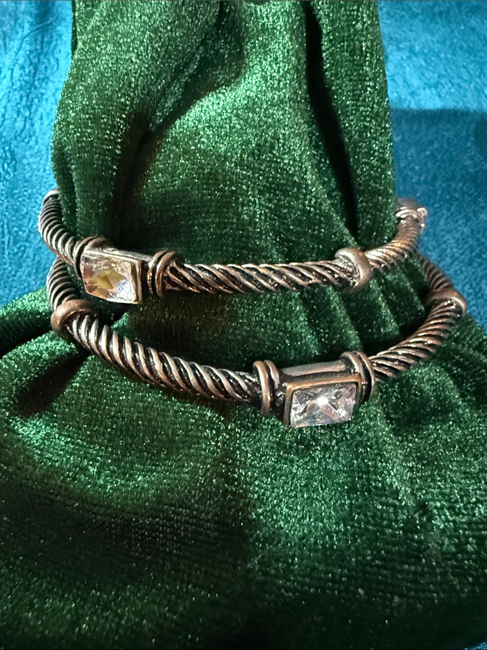 Twisted Rope Crystal Accent Bracelet set